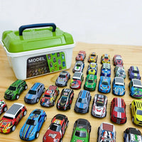 HKM-108115 30-Pack Alloy Mini Diecast Race Cars with Pull Back Function and Portable Storage Box
