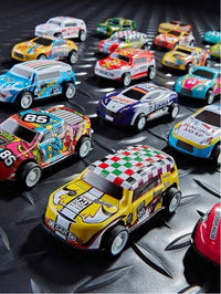 HKM-108115 30-Pack Alloy Mini Diecast Race Cars with Pull Back Function and Portable Storage Box
