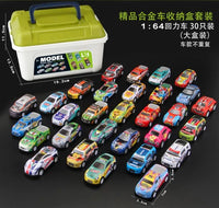 HKM-108115 30-Pack Alloy Mini Diecast Race Cars with Pull Back Function and Portable Storage Box