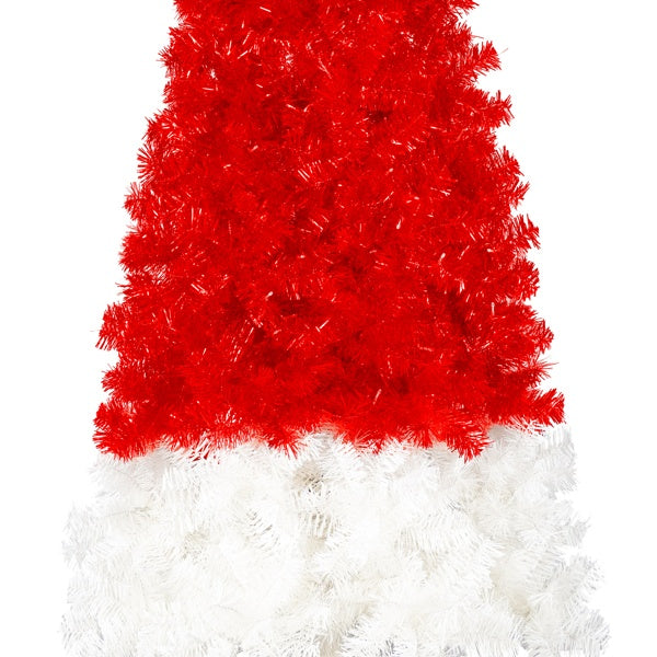 HKM-108115 6FT LED Lighted Whimsical Christmas Tree in Santa's Hat Shape with 1050 Branch Tips