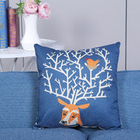 HKM-108115 European Style Deer Linen Cushion Cover - 45x45cm for Living Room and Bedroom