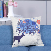 HKM-108115 European Style Deer Linen Cushion Cover - 45x45cm for Living Room and Bedroom