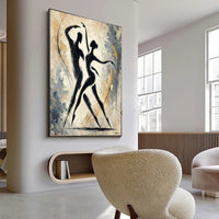 HKM-108243 Hand-Painted Abstract Oil Painting of Characters for Living Room Decoration
