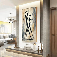 HKM-108243 Hand-Painted Abstract Oil Painting of Characters for Living Room Decoration