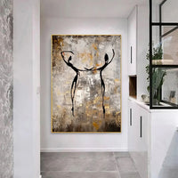 HKM-108243 Hand-Painted Abstract Oil Painting of Characters for Living Room Decoration