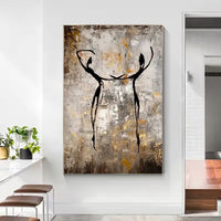 HKM-108243 Hand-Painted Abstract Oil Painting of Characters for Living Room Decoration