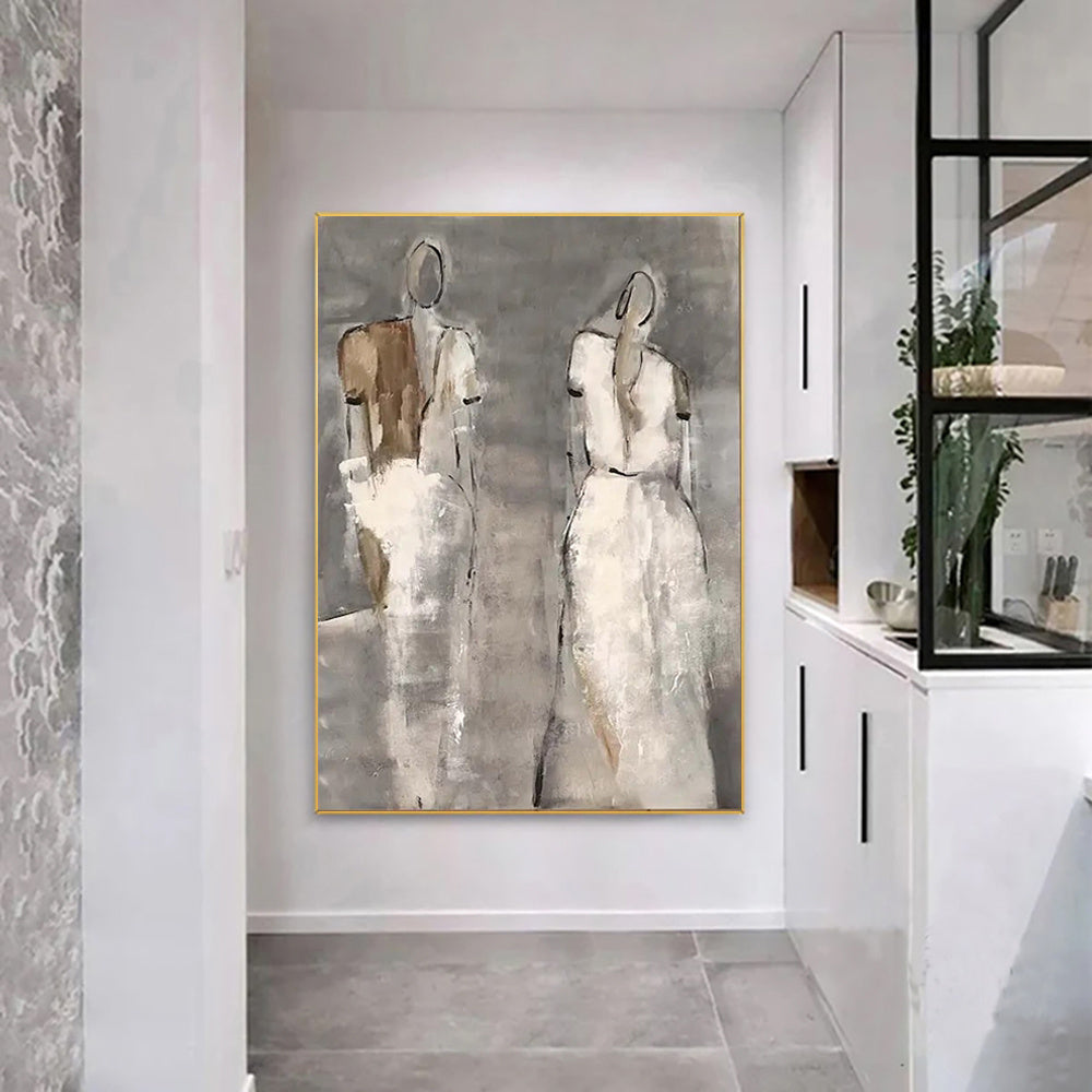 HKM-108243 Hand-Painted Abstract Oil Painting of Characters for Living Room Decoration