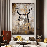 HKM-108243 Hand-Painted Abstract Oil Painting of Characters for Living Room Decoration