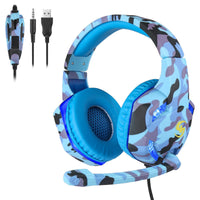HKM-108371 Wired Luminous Gaming Headset T-176 with Strong Bass and Soft PU Leather Earmuffs