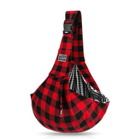 HKM-108499 Red and Black Plaid Adjustable Shoulder Strap Bag