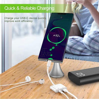 HKM-108499 Type C Digital Adapter with DAC Decoding to 3.5mm Audio Cable - 9CM Length, 2 in 1 Connector