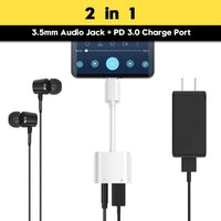 HKM-108499 Type C Digital Adapter with DAC Decoding to 3.5mm Audio Cable - 9CM Length, 2 in 1 Connector