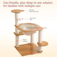 HKM-108755 Multi-Layer Cat Climbing Nest with Integrated Jumping Platform - Space-Saving Wooden Design