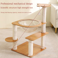 HKM-108755 Multi-Layer Cat Climbing Nest with Integrated Jumping Platform - Space-Saving Wooden Design