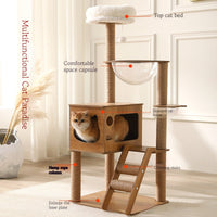 HKM-108755 Multi-Layer Cat Climbing Nest with Integrated Jumping Platform - Space-Saving Wooden Design