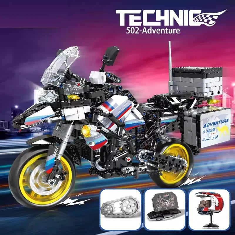 1/6 Scale Technic Motorcycle Building Block Set - 1424 Pieces, Modern Bricks for Ages 2 and Up