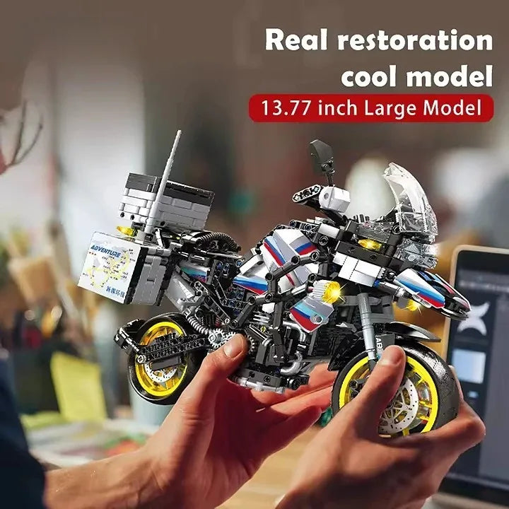 1/6 Scale Technic Motorcycle Building Block Set - 1424 Pieces, Modern Bricks for Ages 2 and Up
