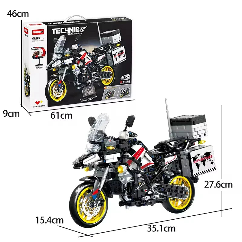 1/6 Scale Technic Motorcycle Building Block Set - 1424 Pieces, Modern Bricks for Ages 2 and Up