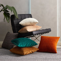 HKM-109267 Solid Color Velvet Pillow Cover 45x45cm in Retro Coffee, Citrus Orange, Ancient Brown, Gray, Asparagus White, Dark Green