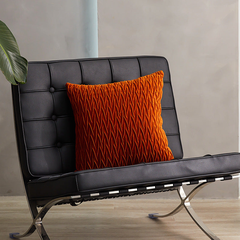 HKM-109267 Solid Color Velvet Pillow Cover 45x45cm in Retro Coffee, Citrus Orange, Ancient Brown, Gray, Asparagus White, Dark Green