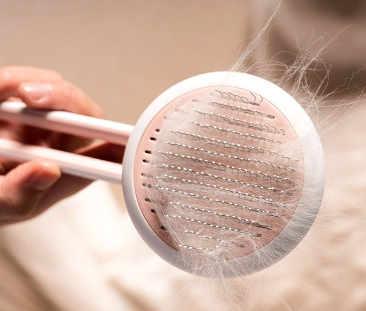 HKM-109395 Automatic Pet Hair Remover Grooming Comb for Dogs and Cats with Comfortable Grip and High-Density Pin Teeth