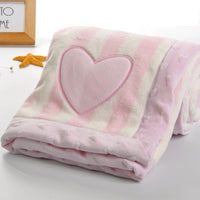 HKM-109459 Cozy Cartoon Flannel Double-Layer Blanket for Children - Available in Grey, Blue, and Pink