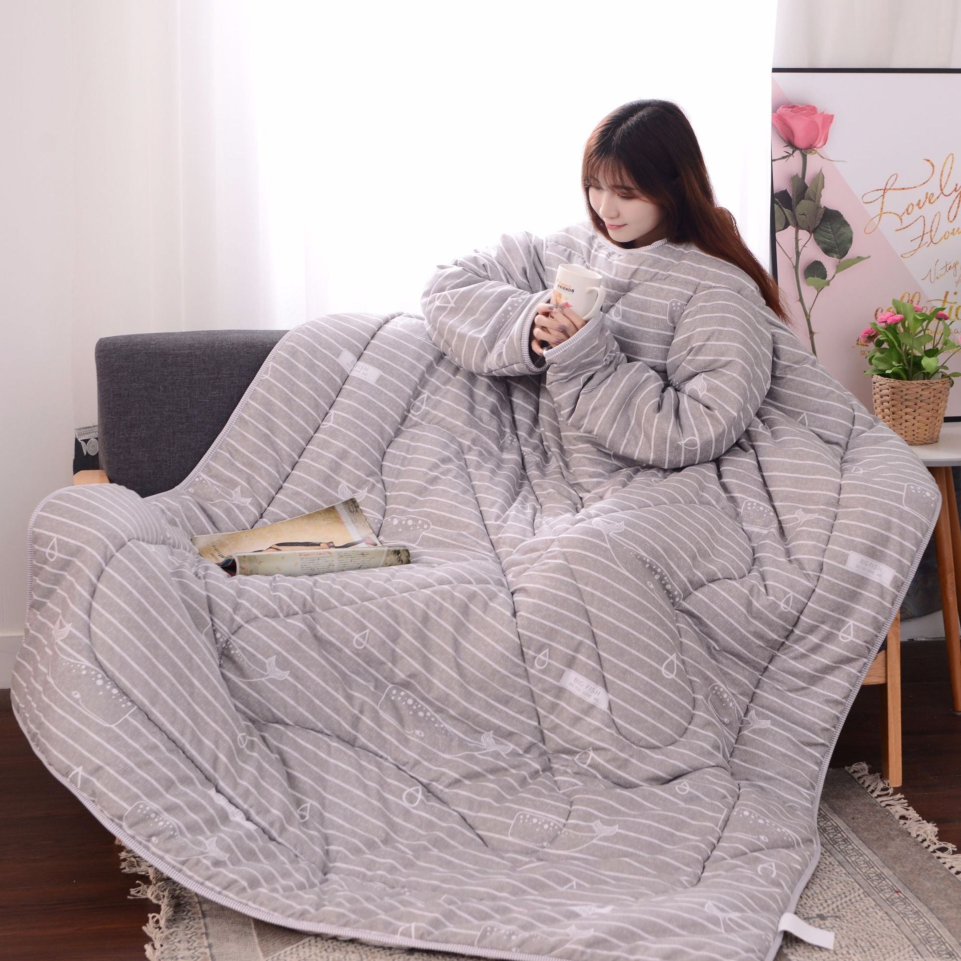 HKM-109459 Detachable Thickened Chemical Fiber Quilt Sleeping Bag, 120x160CM for Spring and Autumn