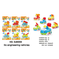 HKM-109715 Mini Friction Inertia Construction Toy Trucks Set - 6 Pcs for Kids Ages 3+