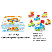 HKM-109715 Mini Friction Inertia Construction Toy Trucks Set - 6 Pcs for Kids Ages 3+