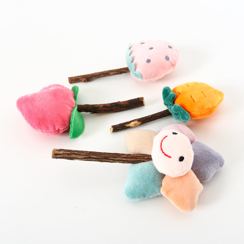 HKM-109907 Plush Molar Chew Stick for Cats – Colorful Fruit and Vegetable Designs