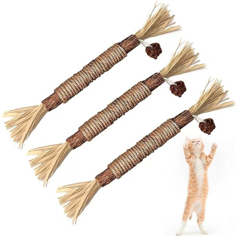 HKM-110099 Funny Cat Molar Bite Stick Toy - Cotton Thread Chew Toy for Pets