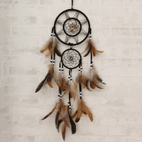 HKM-110163 Dreamcatcher Wind Chimes - 16*75cm, High-Quality Feathers, Eco-Friendly Wooden Beads, Natural Shells