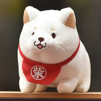 HKM-110291 Adorable Brown and White Shiba Inu Plush Doll - Wedding-Style Soft Toy, 20cm & 30cm