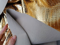 HKM-110291 Gold and Silver Crocodile Texture PVC Leather Fabric for Handbags and Accessories