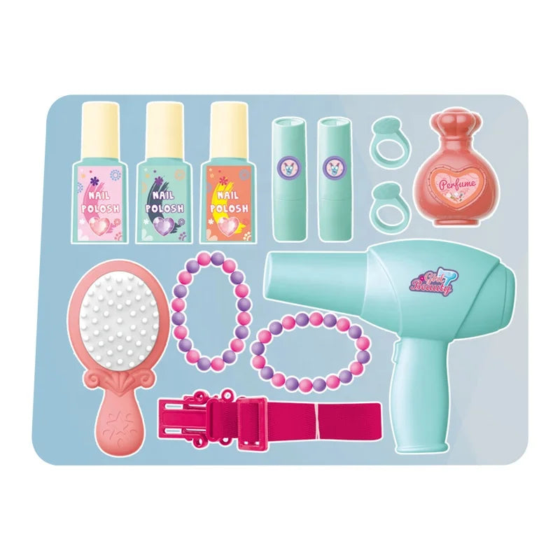 HKM-110291 Light Music Handbag Makeup Toy Set for Kids - Pink Vanity Table Accessories for Girls Ages 2 to 7