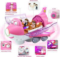 HKM-110419 Die-Cast Electric Toy Plane with LED Flashing Lights and Sounds for Kids, 360-Degree Rotating Aircraft, Unisex Ages 2-13