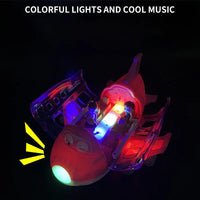 HKM-110419 Die-Cast Electric Toy Plane with LED Flashing Lights and Sounds for Kids, 360-Degree Rotating Aircraft, Unisex Ages 2-13