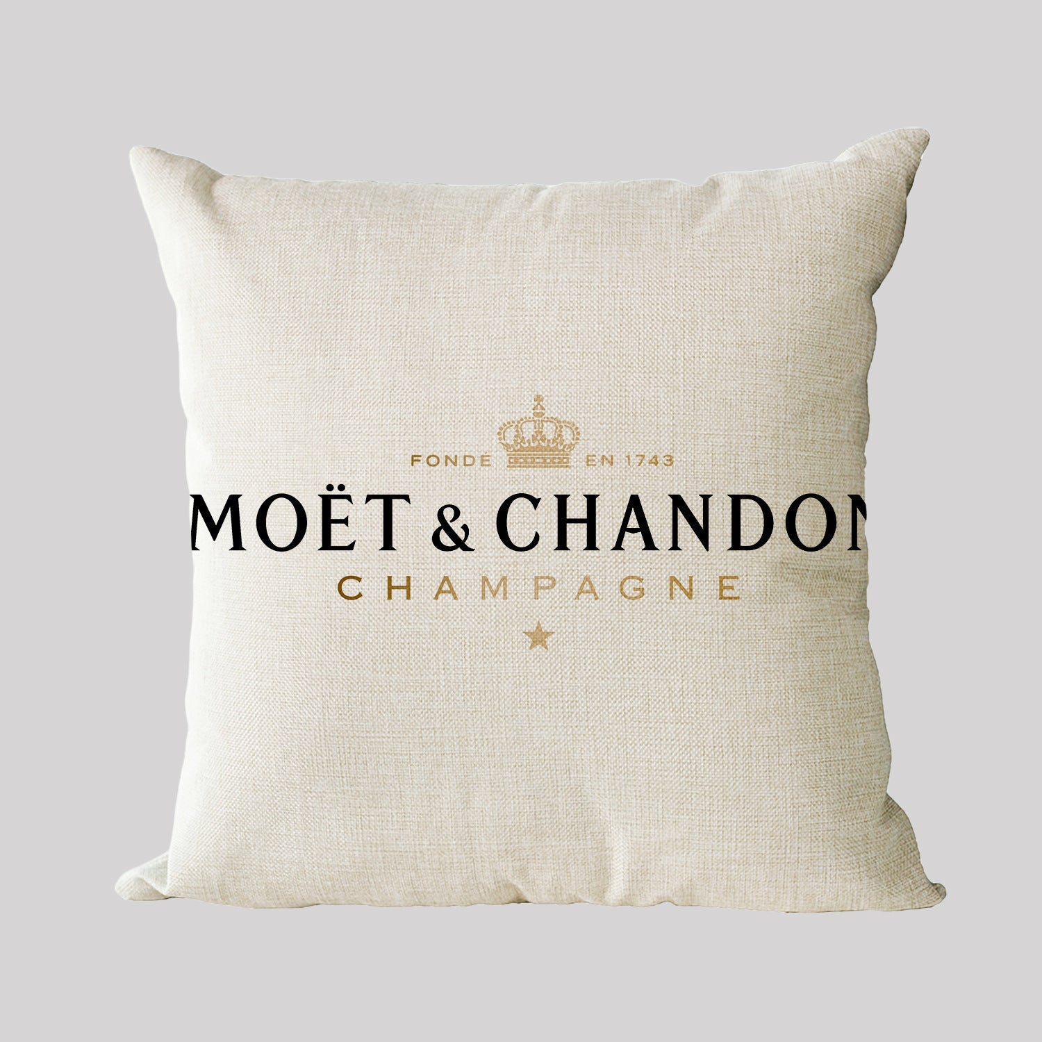 HKM-110675 Linen Letter Pattern Throw Pillowcase with Peach Skin Finish, 45x45 cm