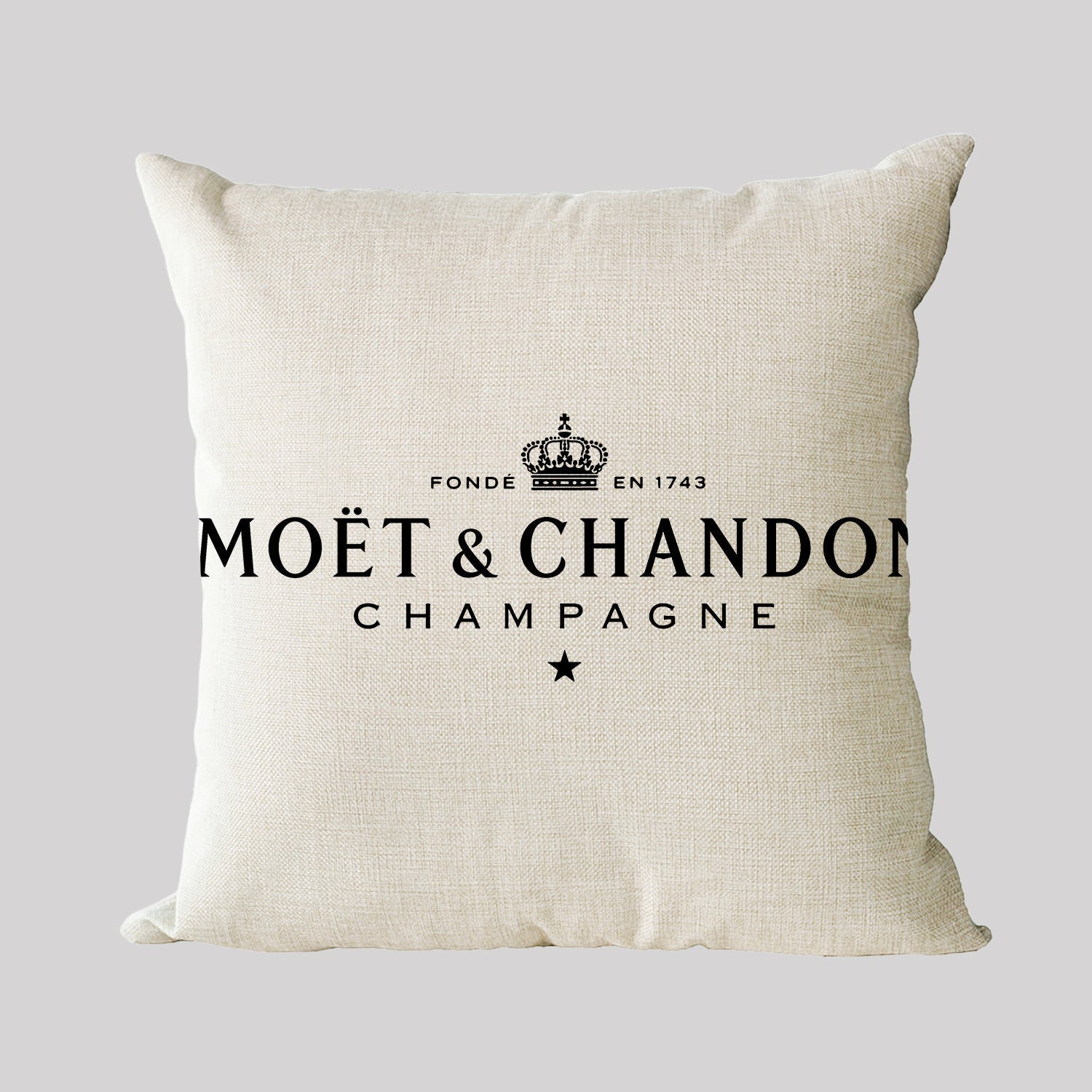 HKM-110675 Linen Letter Pattern Throw Pillowcase with Peach Skin Finish, 45x45 cm