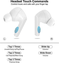 HKM-110675 Wireless Bluetooth Touchscreen Earbuds with ANC and ENC Noise Cancellation, Hi-Fi Sound, Comfortable Fit, Compatible with Android and iOS