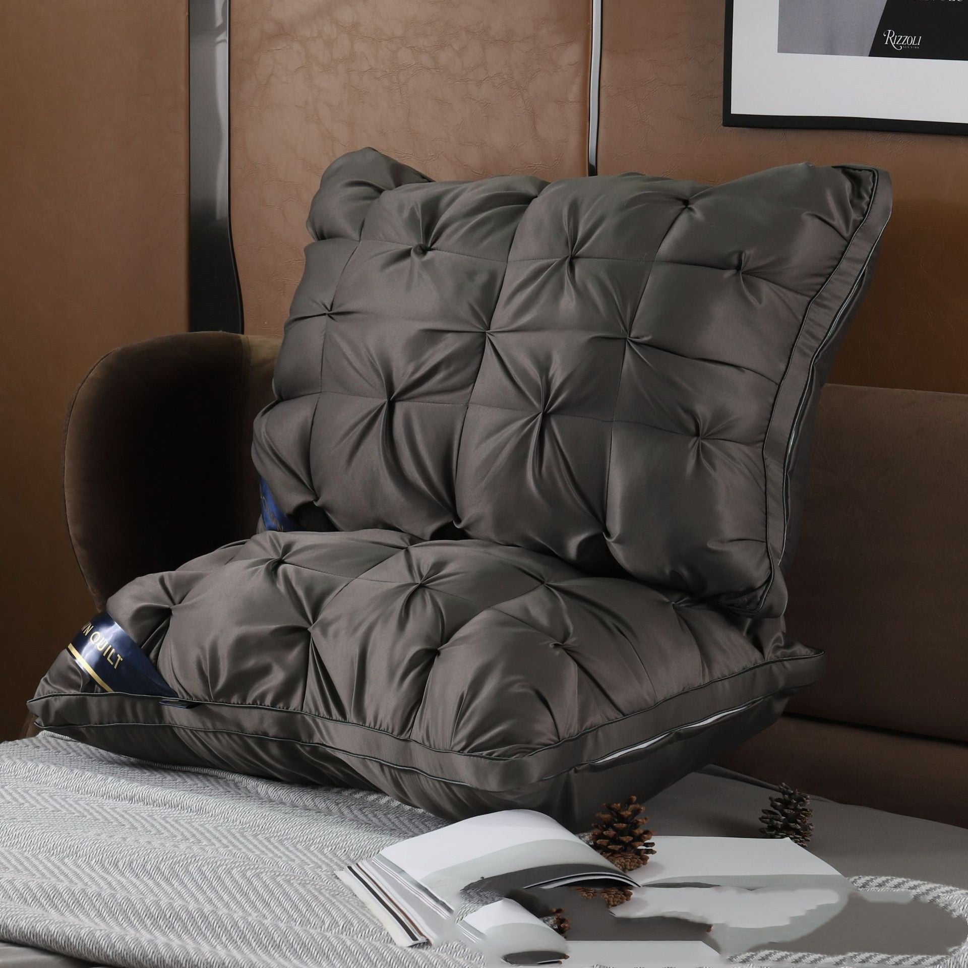 HKM-110739 Twisted Single Feather Velvet Pillow with Polyester Fiber Filling