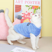 HKM-111059 Cozy Fleece Clothes for Cats - Warm Winter & Fall Apparel in Yellow, Pink, and Blue
