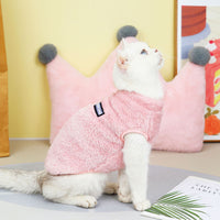 HKM-111059 Cozy Fleece Clothes for Cats - Warm Winter & Fall Apparel in Yellow, Pink, and Blue