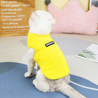 HKM-111059 Cozy Fleece Clothes for Cats - Warm Winter & Fall Apparel in Yellow, Pink, and Blue