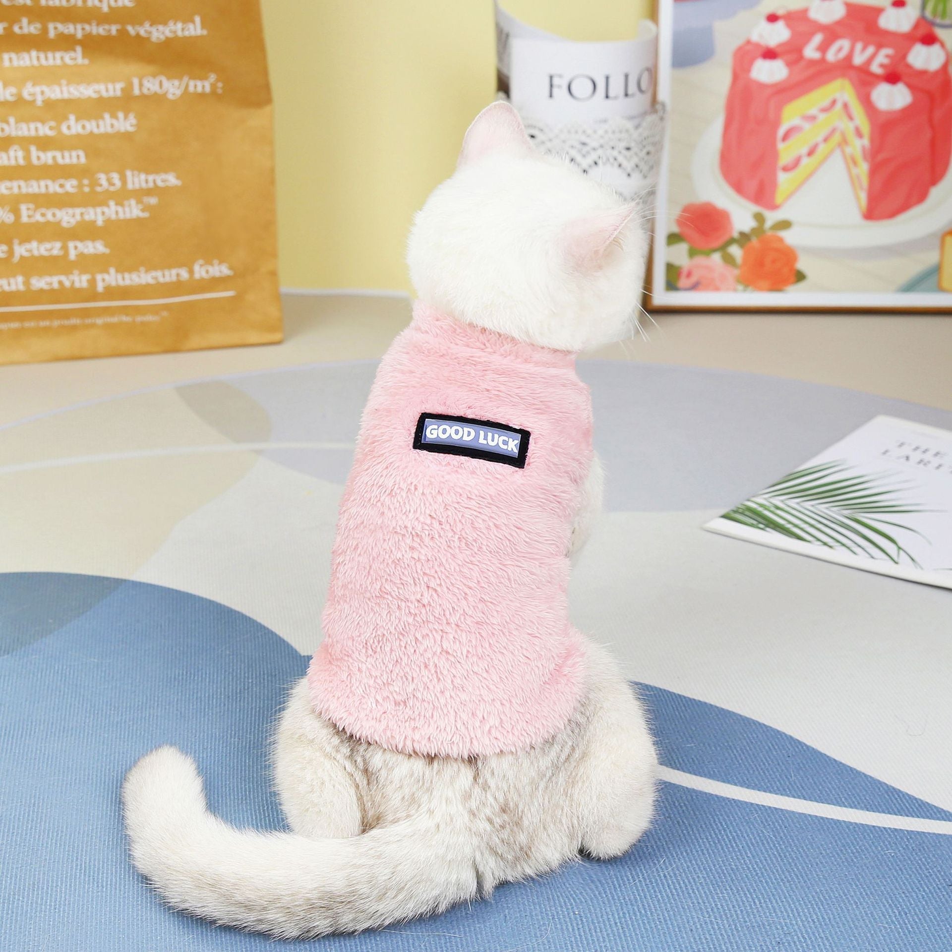HKM-111059 Cozy Fleece Clothes for Cats - Warm Winter & Fall Apparel in Yellow, Pink, and Blue