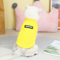 HKM-111059 Cozy Fleece Clothes for Cats - Warm Winter & Fall Apparel in Yellow, Pink, and Blue