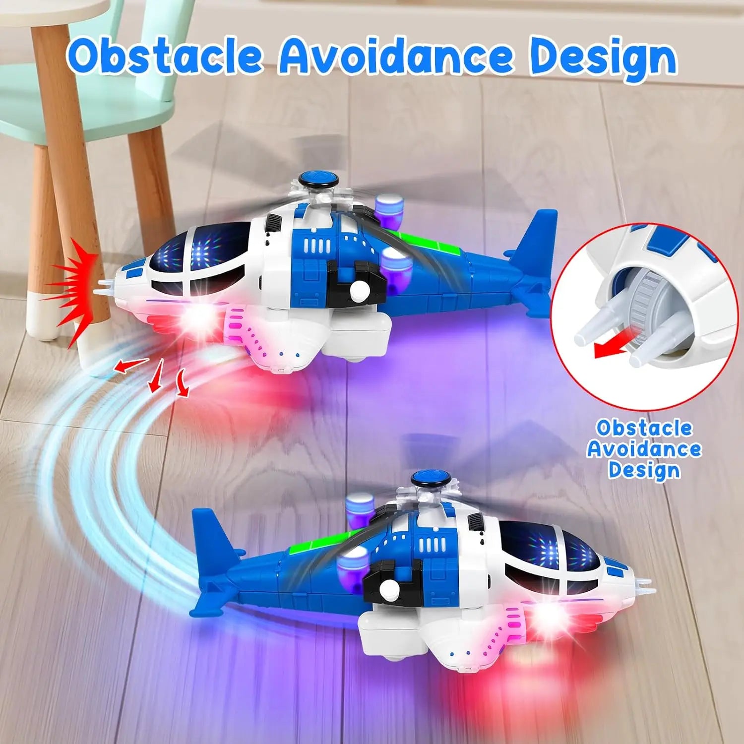 HKM-111251 Friction-Powered Helicopter Toy for Kids - Plastic Airplane Model, Ages 2 to 13