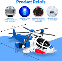 HKM-111251 Friction-Powered Helicopter Toy for Kids - Plastic Airplane Model, Ages 2 to 13