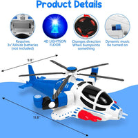 HKM-111251 Friction-Powered Helicopter Toy for Kids - Plastic Airplane Model, Ages 2 to 13