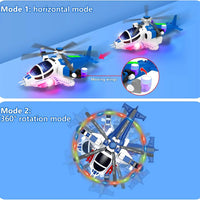 HKM-111251 Friction-Powered Helicopter Toy for Kids - Plastic Airplane Model, Ages 2 to 13
